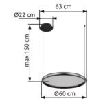 Suspensie aluminiu negru mat, acril satinat, dimmable, mai multe niveluri prin comutator de perete, funcție de memorie, lumină de noapte, înălțime reglabilă, telecomandă, 630x600x1500mm, LED 36W 230V, 400-4800lm sursă, 50-800lm ieșire, CCT 2700-6000K - imagine 5