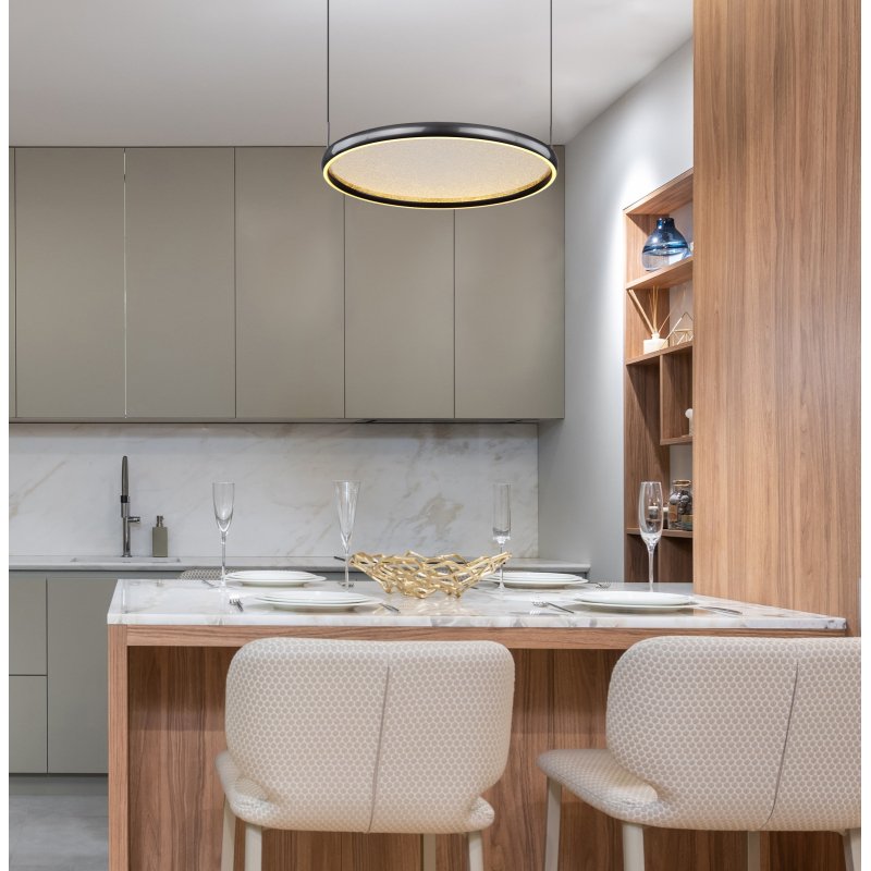 briggs-67186-36-g29535-5 Suspensie aluminiu negru mat, acril satinat, dimmable, mai multe niveluri prin comutator de perete, funcție de memorie, lumină de noapte, înălțime reglabilă, telecomandă, 630x600x1500mm, LED 36W 230V, 400-4800lm sursă, 50-800lm ieșire, CCT 2700-6000K - imagine 1
