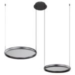 Lampa suspendată negru mat, acril satinat, dimmable, mai multe niveluri prin comutator de perete, funcție de memorie, înălțime reglabilă, telecomandă, 1x50cm, 1x40 cm, 890x500x1500mm, LED 50W 230V, sursă 550-6500lm, ieșire 100-1000lm, CCT 2700-6000K - imagine 4