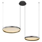 Lampa suspendată negru mat, acril satinat, dimmable, mai multe niveluri prin comutator de perete, funcție de memorie, înălțime reglabilă, telecomandă, 1x50cm, 1x40 cm, 890x500x1500mm, LED 50W 230V, sursă 550-6500lm, ieșire 100-1000lm, CCT 2700-6000K - imagine 5