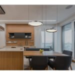Lampa suspendată negru mat, acril satinat, dimmable, mai multe niveluri prin comutator de perete, funcție de memorie, înălțime reglabilă, telecomandă, 1x50cm, 1x40 cm, 890x500x1500mm, LED 50W 230V, sursă 550-6500lm, ieșire 100-1000lm, CCT 2700-6000K