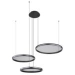 Lampa suspendată negru mat, acril satinat, dimmable, mai multe niveluri prin comutator de perete, funcție de memorie, înălțime reglabilă, telecomandă, 1030x830x1500mm, ø40, 50, 60 cm, LED 55W 230V, 600-7500lm sursă, 120-1200lm ieșire, CCT 2700-6000K - imagine 4