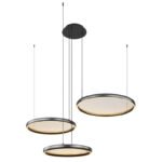 Lampa suspendată negru mat, acril satinat, dimmable, mai multe niveluri prin comutator de perete, funcție de memorie, înălțime reglabilă, telecomandă, 1030x830x1500mm, ø40, 50, 60 cm, LED 55W 230V, 600-7500lm sursă, 120-1200lm ieșire, CCT 2700-6000K - imagine 5