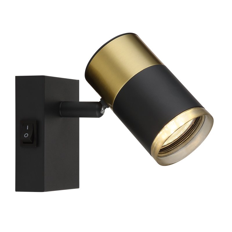 brisbon-57850-1-g28723 Aplica Spotlight metal negru mat, aluminiu cupru mat, aluminiu negru mat, aluminiu negru mat, plastic de culoare fumurie, întrerupător cu basculă pe articol, LxA: 70x90mm, AL: 120mm, fără 1x GU10 25W 230V - imagine 1