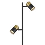 Lampă de podea din metal negru mat, aluminiu cupru mat, aluminiu negru mat, plastic de culoare fumurie, cablu PVC negru, întrerupător cu pedală în cablu, LxLxA: 215x230x1540mm, lungime cablu 1800mm, fără 2x GU10 LED 5W 230V - imagine 4