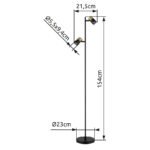 Lampă de podea din metal negru mat, aluminiu cupru mat, aluminiu negru mat, plastic de culoare fumurie, cablu PVC negru, întrerupător cu pedală în cablu, LxLxA: 215x230x1540mm, lungime cablu 1800mm, fără 2x GU10 LED 5W 230V - imagine 6