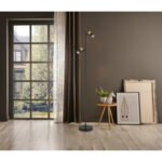 Lampă de podea din metal negru mat, aluminiu cupru mat, aluminiu negru mat, plastic de culoare fumurie, cablu PVC negru, întrerupător cu pedală în cablu, LxLxA: 215x230x1540mm, lungime cablu 1800mm, fără 2x GU10 LED 5W 230V