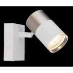 Aplica Spotlight metal alb mat, aluminiu nichel mat, aluminiu alb mat, plastic transparent, întrerupător pe articol, LxA: 70x90mm, AL: 120mm, fără 1x GU10 25W 230V - imagine 3