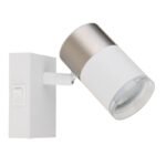Aplica Spotlight metal alb mat, aluminiu nichel mat, aluminiu alb mat, plastic transparent, întrerupător pe articol, LxA: 70x90mm, AL: 120mm, fără 1x GU10 25W 230V - imagine 4