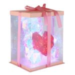 Lampă de masă din plastic cu efect de cristal transparent, cablu PVC alb, comutator basculant pe cablu, fără adaptor, cablu USB inclus, inclusiv adaptor 10W DC5V 2A, LxLxA: 260x205x320mm, lungime cablu 2000mm, inclusiv 200x LED 0.03W 5V, 8000K