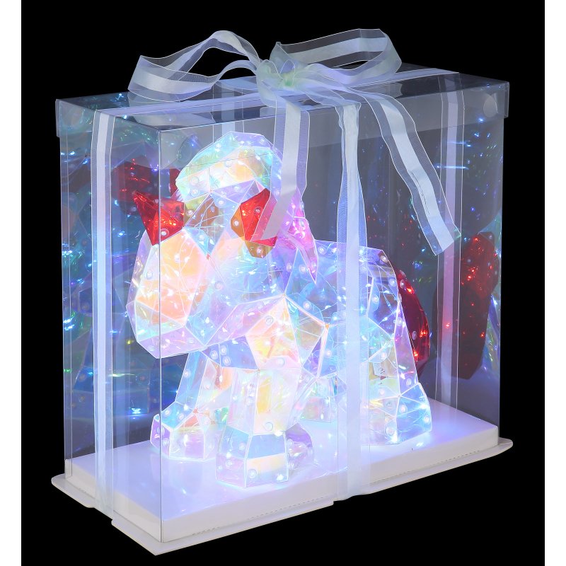 brondar-28088-g29457-6 Lampă de masă din plastic cu efect de cristal transparent, plastic cu efect de cristal roșu, cablu PVC transparent, comutator de presiune, fără adaptor, cablu USB inclus, LxLxA: 300x140x260mm, lungime cablu 1800mm, inclusiv LED 0.03W 5V, 6000K - imagine 1