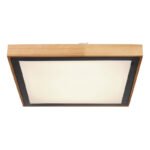 Plafoniera metal negru mat, lemn maro, acril alb, comutator pertete, comutator 3000-4500-6000K pe articol, LxLxA: 390x390x90mm, inclusiv LED 24W 230V, sursa 2500lm, iesire 1020lm, CCT 400000/CCT 400000 - imagine 4