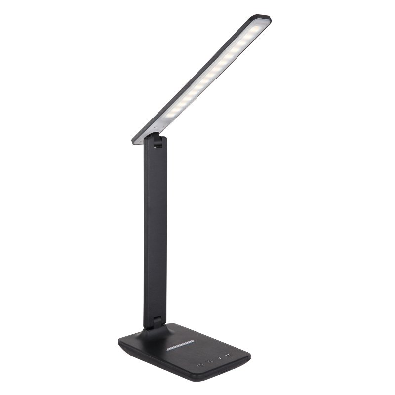 bulla-58400s-g25036 Lampa de birou, plastic negru, imitatie piele, intrarupator, touchdimmer, culori reglabile, LxBxH:420x115x565, inkl. 1xLED 6W 230V, 20-350lm, CCT 3.000-4500-6.000K - imagine 1