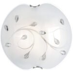 Plafoniera, nichel mat, sticla mata, cristale K5 transparente, D: 400, H: 110, excl 3xE27 ILLU 40W 230V - imagine 2