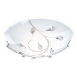 Plafoniera, nichel mat, sticla mata, cristale K5 transparente, D: 400, H: 110, excl 3xE27 ILLU 40W 230V