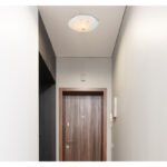 Plafoniera, crom, alb, sticla mata, pietre decorative transparente, linii decorative, D: 250, H: 60, excl 1xE27 ILLU 60W 230V - imagine 2
