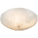 Plafoniera, crom, alb, sticla mata, pietre decorative transparente, linii decorative D: 400, H: 80, excl 3xE27 ILLU 60W 230V