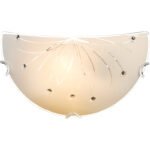 Aplica de perete, crom, alb, sticla mata, pietre decorative transparente, linii decorative, WxH: 300x180, AL: 65, excl 1xE27 60W 230V Illu. - imagine 3