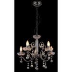 Candelabru Metal lucios negru-crom, cristale de sticlă transparentă, cristale de sticlă fumurii, ø: 500mm, H: 1250mm, excl. 5x E14 40W 230V - imagine 3