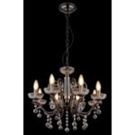 Metal lucios negru-crom, cristale din sticla transparenta, cristale din sticla fumurie, ø: 520mm, H: 1250mm, excl. 8x E14 40W 230V - imagine 3