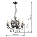 Metal lucios negru-crom, cristale din sticla transparenta, cristale din sticla fumurie, ø: 520mm, H: 1250mm, excl. 8x E14 40W 230V - imagine 6