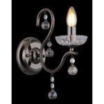 Aplică metal negru-crom, cristale din sticlă transparentă, cristale din sticlă de culoarea fumului, direcția luminii: în sus, LxH: 140x330mm, AL: 240mm, excl. 1x E14 40W 230V - imagine 3