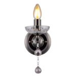 Aplică metal negru-crom, cristale din sticlă transparentă, cristale din sticlă de culoarea fumului, direcția luminii: în sus, LxH: 140x330mm, AL: 240mm, excl. 1x E14 40W 230V - imagine 4