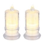 lampă de masă plastic transparent, plastic satinat, comutator glisant, Baterie inclusă 3x LR1130, ø: 45mm, H: 95mm, Set Cantitate 2Stk., incl. LED 0.25W 4.5V, 2900K