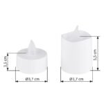 Articol de decor plastic alb, plastic satinat, comutator glisant, Efect de foc, Baterie inclusă 1x CR2032 210mAh, ø: 37mm, Set cantitate 16Stk., incl. LED 0,02 W 3 V, sursă 4 lm, ieșire 3 lm, 2300 K - imagine 6