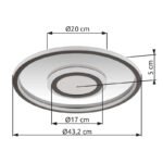 Plafonieră metal gri mat, oțel inoxidabil oglindit, aluminiu gri mat, plastic opal, acrilic oglindit efect 3D, mai multe niveluri prin comutator de perete, funcție de memorie, ø: 432mm, H: 50mm, incl. LED 40W 230V, sursă 4630lm, ieșire 2400lm, 3000K - imagine 6
