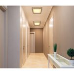 Plafonieră metal alb/negru mat, MDF lemn optic închis, plastic alb, memorie, 1 lumină principală,2 lumini laterale,3 ambele împreună, L x l x I: 300x300x75mm, LED 12W, 1200lm Sursă, 800lm Ieșire, LED 12W 230V, 1220lm Sursă, 630lm Ieșire, 3000K - imagine 2