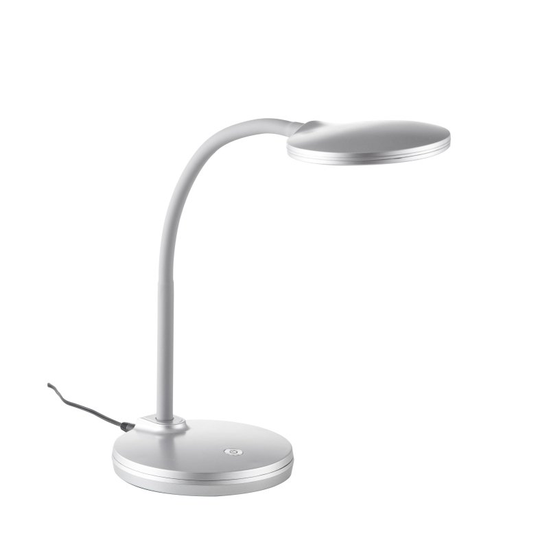 carmen-52290102-g30026 Lampă de masă din plastic argintiu, cablu PVC, touch on/off, reglabil, comutator în trepte, flexo, alte funcții: reglabil în 3 trepte, LxWxH: 150x132x320mm, incl. LED 4.6W 230V, sursă 500lm, ieșire 300lm, 3000K - imagine 1
