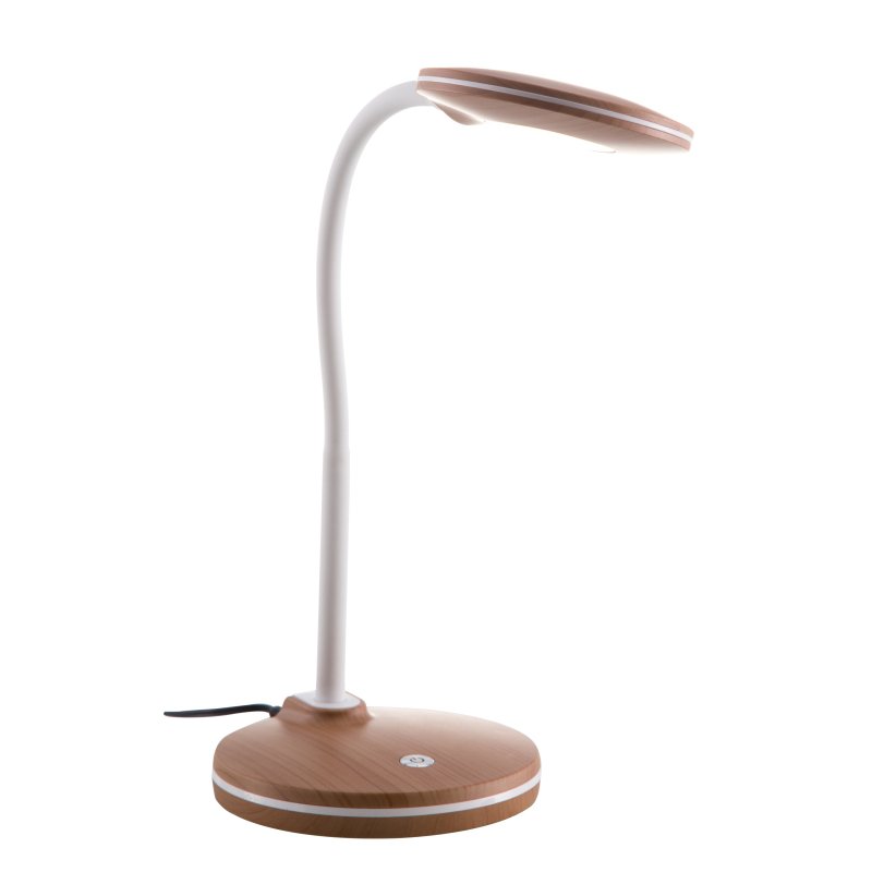 carmen-52290146-g30028 Lampă de masă plastic aspect lemn, cablu PVC, touch on/off, touch dimmer, comutator în trepte, flexo, alte funcții: 3-step dimmable, LxWxH: 132x132x320mm, incl. LED 4.6W 230V, 500lm sursă, 300lm ieșire, 3000K, alb cald, incl. bec LED - imagine 1