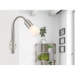 Aplica de perete nichel mat, sticlă alb mat, inclusiv Cablu transparent 1,5 m, brat flexibil, comutator, 295x235x460mm, excl 1xE14 40W 230V