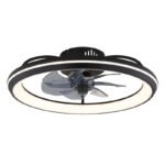 Ventilator de tavan metal negru mat, acril opal, plastic de culoare fumurie, dimmable, mai multe niveluri prin comutator de perete, memorie, telecomandă, 30m², ø: 500mm, H: 140mm, incl. LED 40W 230V, sursă 460-5000lm, ieșire 188-2080lm, CCT3000-6500K