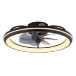 Ventilator de tavan metal negru mat, acril opal, plastic de culoare fumurie, dimmable, mai multe niveluri prin comutator de perete, memorie, telecomandă, 30m², ø: 500mm, H: 140mm, incl. LED 40W 230V, sursă 460-5000lm, ieșire 188-2080lm, CCT3000-6500K - imagine 4