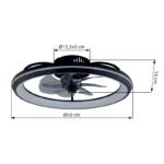 Ventilator de tavan metal negru mat, acril opal, plastic de culoare fumurie, dimmable, mai multe niveluri prin comutator de perete, memorie, telecomandă, 30m², ø: 500mm, H: 140mm, incl. LED 40W 230V, sursă 460-5000lm, ieșire 188-2080lm, CCT3000-6500K - imagine 6