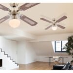 Ventilator nichel mat, 3  viteze, 2 directii de invartire,intrerupator cu lant, D:1066, H:415, exkl. 1xE27 60W 230V - imagine 2