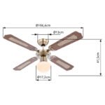 Ventilator nichel mat, 3  viteze, 2 directii de invartire,intrerupator cu lant, D:1066, H:415, exkl. 1xE27 60W 230V - imagine 5
