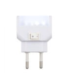Lampa de veghe, plastic alb, mufă directă, cu LED, intrerupator, LxlxH: 47x25x70, inclusiv 4xLED 0,06W 230V, 21lm, 6400K. - imagine 3