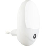 Lampa de veghe alb ,plastic alb, mufă directă, cu LED, senzor de lumina inclus,, WxH:. 65x100, AL 75, inclusiv 4xLED 0.6W 230V, 20lm, 6500K
