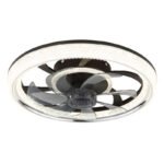 Ventilator de tavan plastic negru mat, acrilic cristale clare, acrilic cromat/fumuriu, dimmable, mai multe niveluri prin comutator de perete, telecomandă, 30m², ø:480mm, H:130mm, incl. LED 30W 230V, sursă 400-4000lm, ieșire 200-2700lm, CCT 2700-6000K