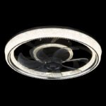 Ventilator de tavan plastic negru mat, acrilic cristale clare, acrilic cromat/fumuriu, dimmable, mai multe niveluri prin comutator de perete, telecomandă, 30m², ø:480mm, H:130mm, incl. LED 30W 230V, sursă 400-4000lm, ieșire 200-2700lm, CCT 2700-6000K - imagine 3