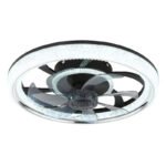 Ventilator de tavan plastic negru mat, acrilic cristale clare, acrilic cromat/fumuriu, dimmable, mai multe niveluri prin comutator de perete, telecomandă, 30m², ø:480mm, H:130mm, incl. LED 30W 230V, sursă 400-4000lm, ieșire 200-2700lm, CCT 2700-6000K - imagine 5