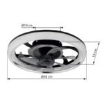 Ventilator de tavan plastic negru mat, acrilic cristale clare, acrilic cromat/fumuriu, dimmable, mai multe niveluri prin comutator de perete, telecomandă, 30m², ø:480mm, H:130mm, incl. LED 30W 230V, sursă 400-4000lm, ieșire 200-2700lm, CCT 2700-6000K - imagine 6