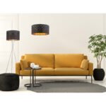 Suspensie nichel mat, textil negru auriu metalizat, abajur cu perforații pentru décor, D: 400, H: 1400, excl 1xE27 60W 230V. - imagine 3