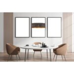 Suspensie nichel mat, textil negru auriu metalizat, abajur cu perforații pentru décor,, LxWxH: 650x250x1400, excl. 3xE27 60W 230V. - imagine 2