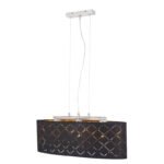 Suspensie nichel mat, textil negru auriu metalizat, abajur cu perforații pentru décor,, LxWxH: 650x250x1400, excl. 3xE27 60W 230V. - imagine 3