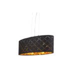Suspensie nichel mat, textil negru auriu metalizat, abajur cu perforații pentru décor,, LxWxH: 650x250x1400, excl. 3xE27 60W 230V. - imagine 5