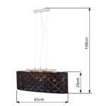 Suspensie nichel mat, textil negru auriu metalizat, abajur cu perforații pentru décor,, LxWxH: 650x250x1400, excl. 3xE27 60W 230V. - imagine 6